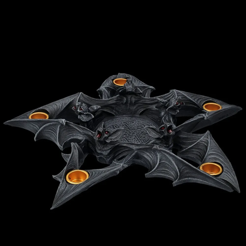 New Halloween Five-pointed Star Bat Candlestick Resin Craft High-end Home Desktop Atmosphere Decoration
