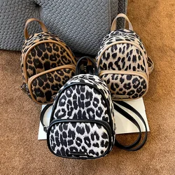 Leopard Pattern Canvas Backbag For Women Fashion Student School Bag Designer Travel bolsa feminina Casual Versatile Bacpack