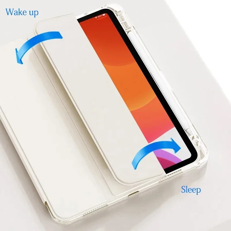 Capa para com suporte de lápis ipad pro 11 2024 m4 pro 13 12.9 5th 6th geração m2 11 polegadas capa inteligente air 13 2024 air 11 10.9