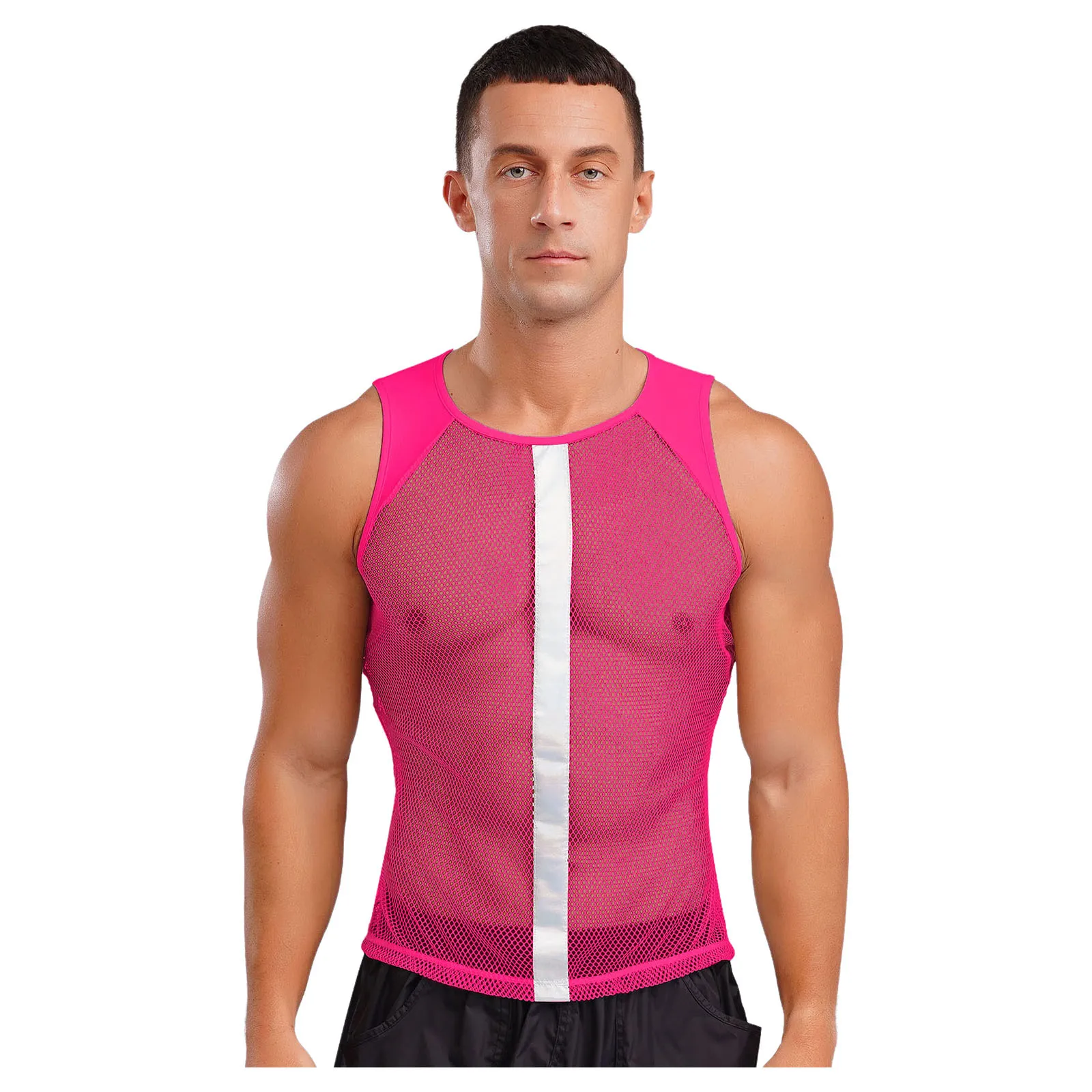 

Mens Muscle Bodybuilding Tank Tops See Through Mesh Vest Hollow Out Mesh Netting Gym Fitness Sports Vest Breathable Sport Tops