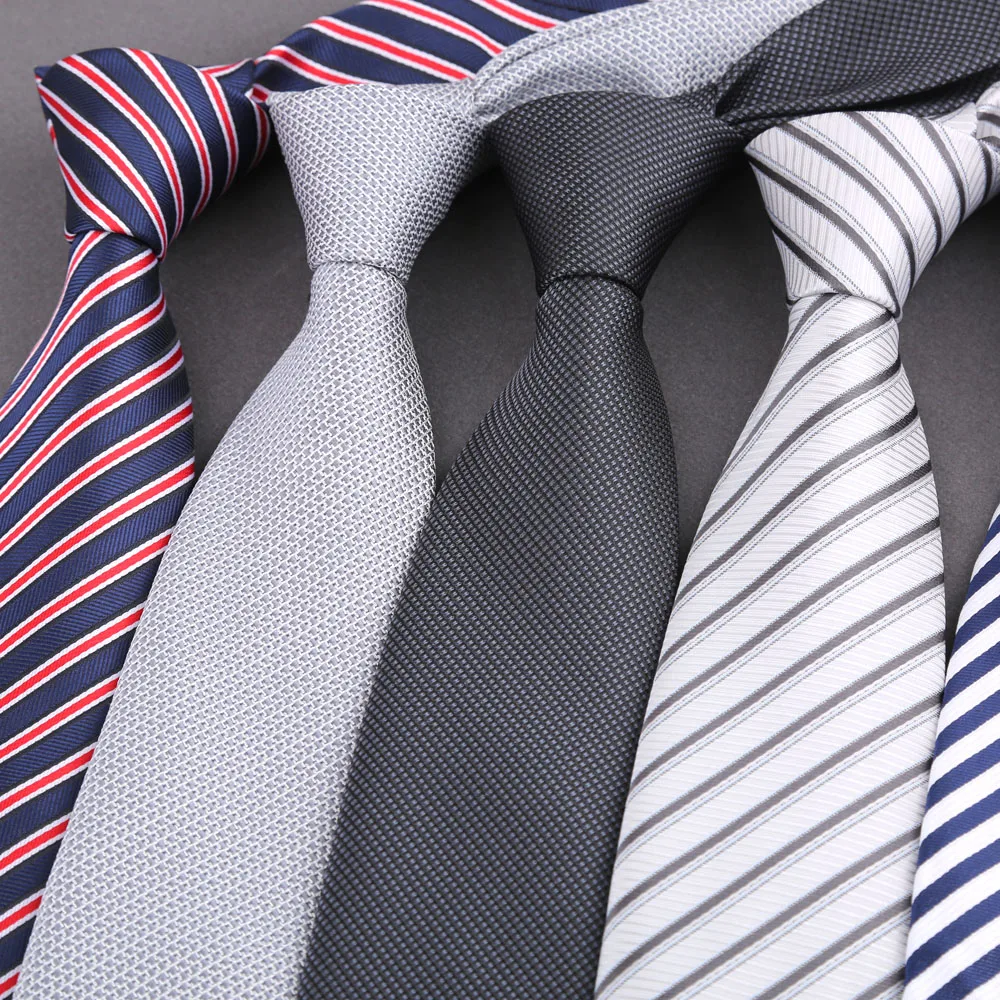 Neue Herren-Krawatte mit klassischem Jacquard-Streifenmuster, 8 cm breit, graue Farbe, für Business, Hochzeit, Party, Anzug, Hemd, Alltagskleidung, Accessoire, Geschenk