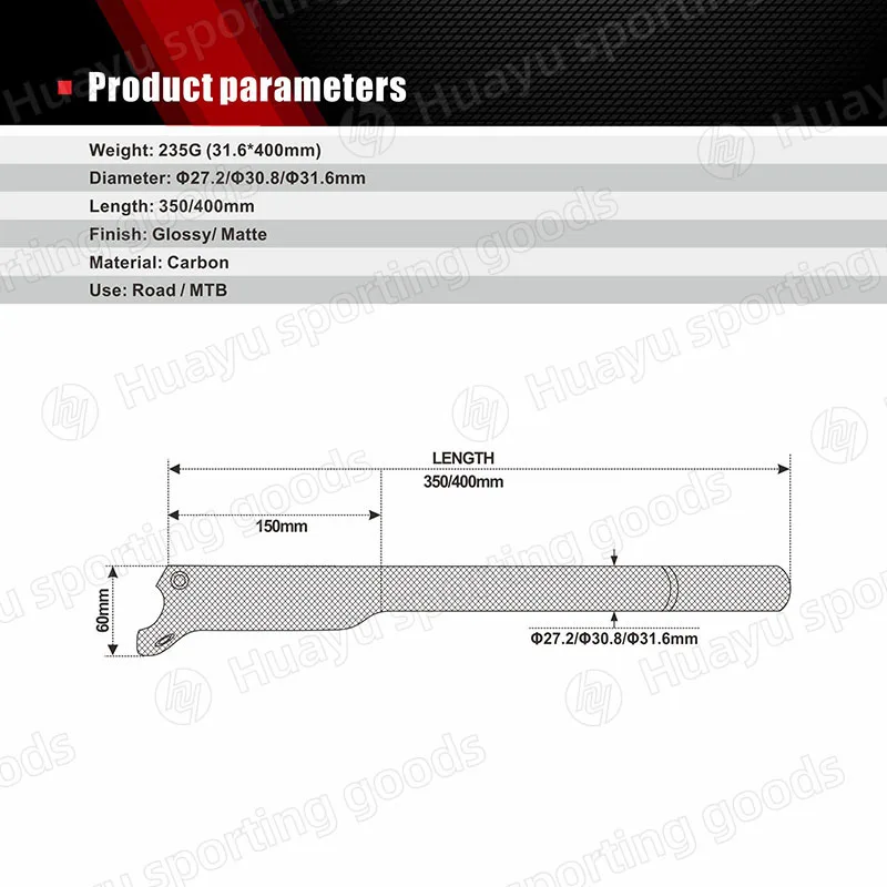 NO TRADEMARK Matte Black Red 3K Carbon Fibre Seatpost Bicycle Seat Post 27.2/30.8/31.6mm Bike Seat Tube