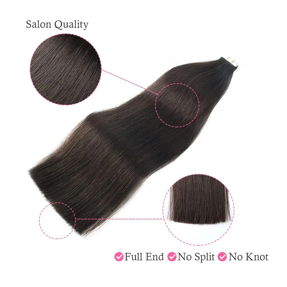 16-26 Inch Tape In Human Hair Extensions 100% Remy Natural Human Hair Straight Extensions Seamless Skin Weft Adhesive For Women