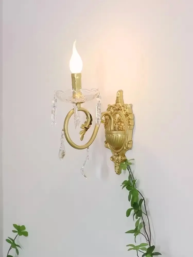 

Французский хрустальный прикроватный настенный светильник, американская ретро-спальня, гостиная, коридор, фоновый настенный светильник