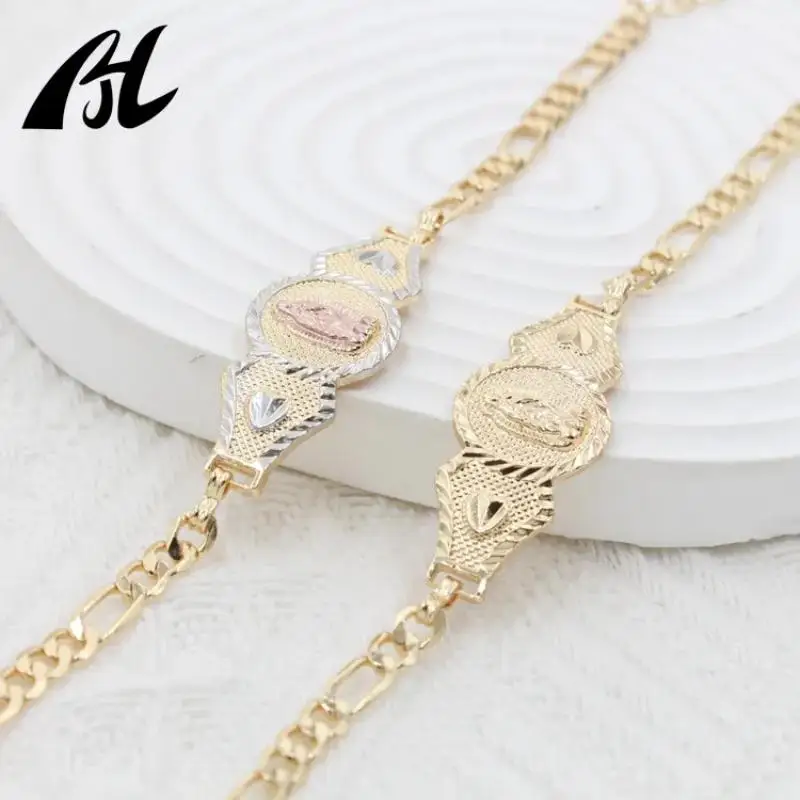New Joyeria Religious Jewelry Lucky Ancle Bracelet Women Virgin Mary  Tricolor Laminado in or De La