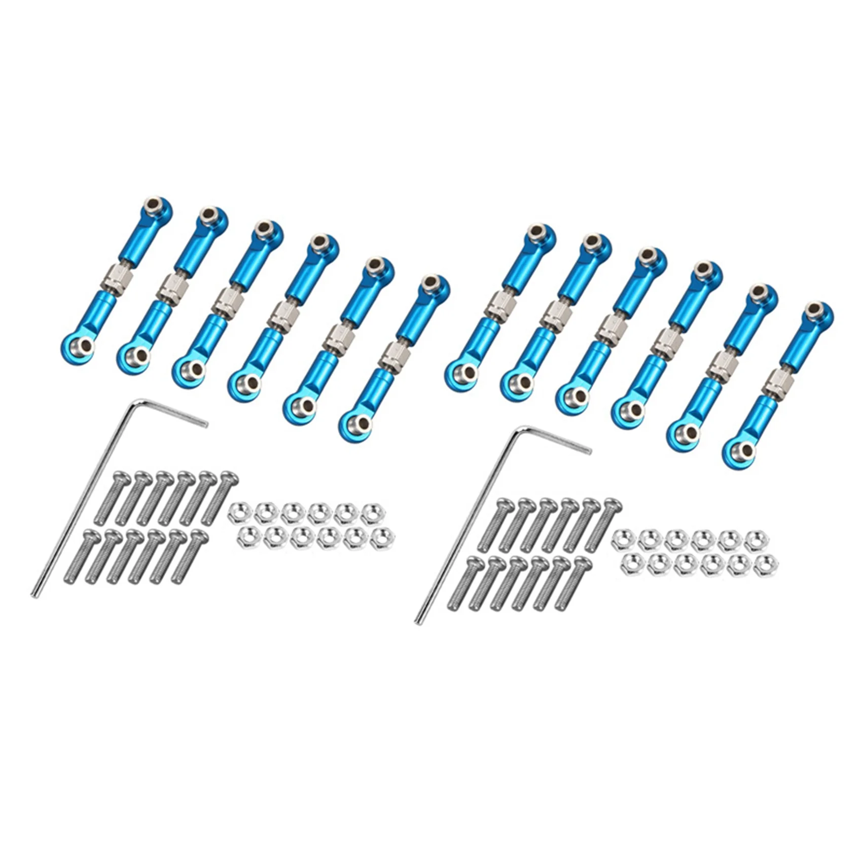 YSUN-12Pcs Adjustable Metal Linkage Pull Rod Front /Rear Servo Link For Wltoys A949 A959 A969 A979 K929 RC Car,Blue