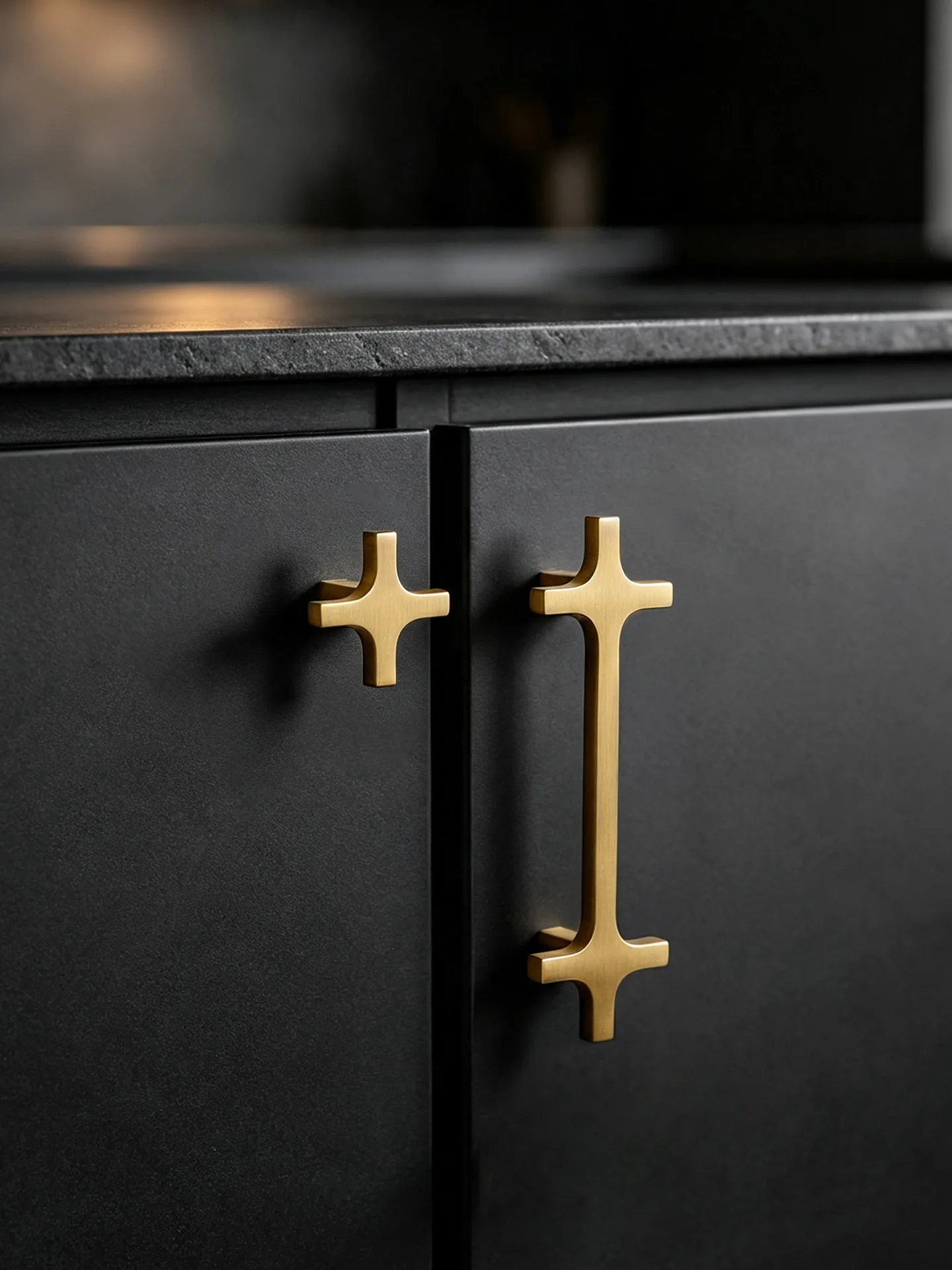 BCD-Brass Cabinet Door Pulls Handle Wardrobe Door Cabinet Drawer Modern Simple Gold Cross Furniture Hardware Handle