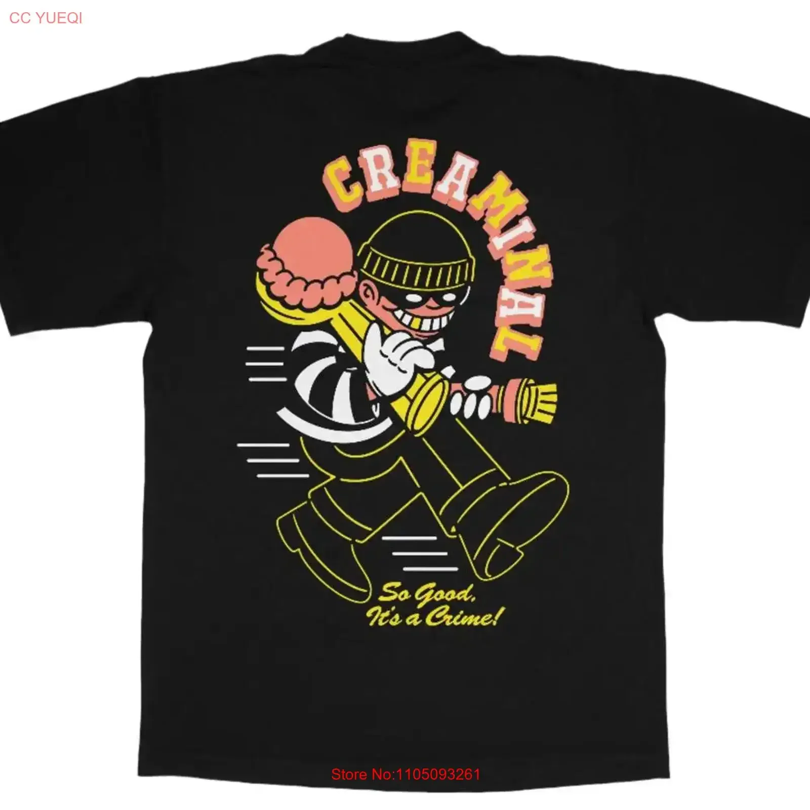 تي شيرت Creaminal x DJ Javier Robber أسود مقاس S 5XL عتيق مغسول قابل للتنفس موضة ممتدة أنيقة قليلاً أوم