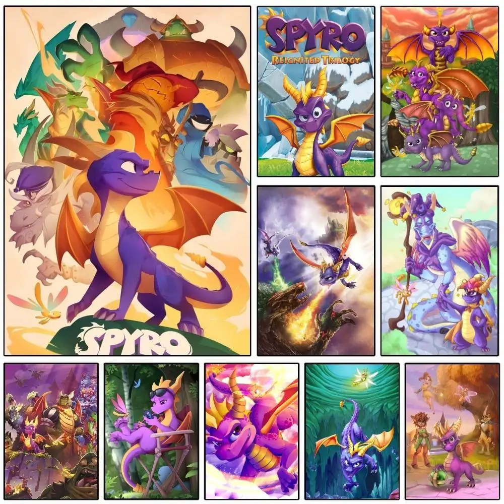 Game Spyro R-Reignited T-Trilogy Poster, HD-Druck, Vintage-Wandkunst, Dekoration für Zuhause, Arbeitszimmer