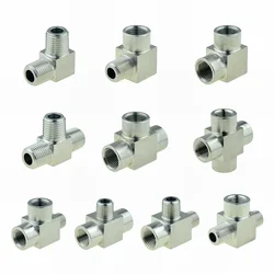 304 Aço Inoxidável Encaixe De Tubulação, Tee Cotovelo, Adaptador de Ar de Alta Pressão, Conector do Acoplador, 4 Way, 1/8, 1/4, 3/8, 1/2 Fêmea, Rosca Macho