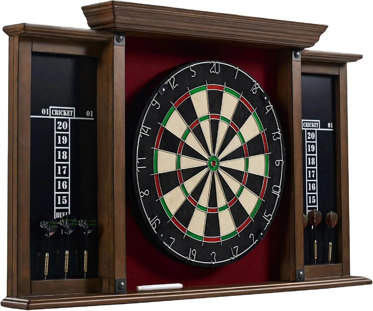 Barrington Dartboard Multiple Styles Pre-Assembled Wood Dartboard Cabinet Collection with 18” Bristle Dartboard