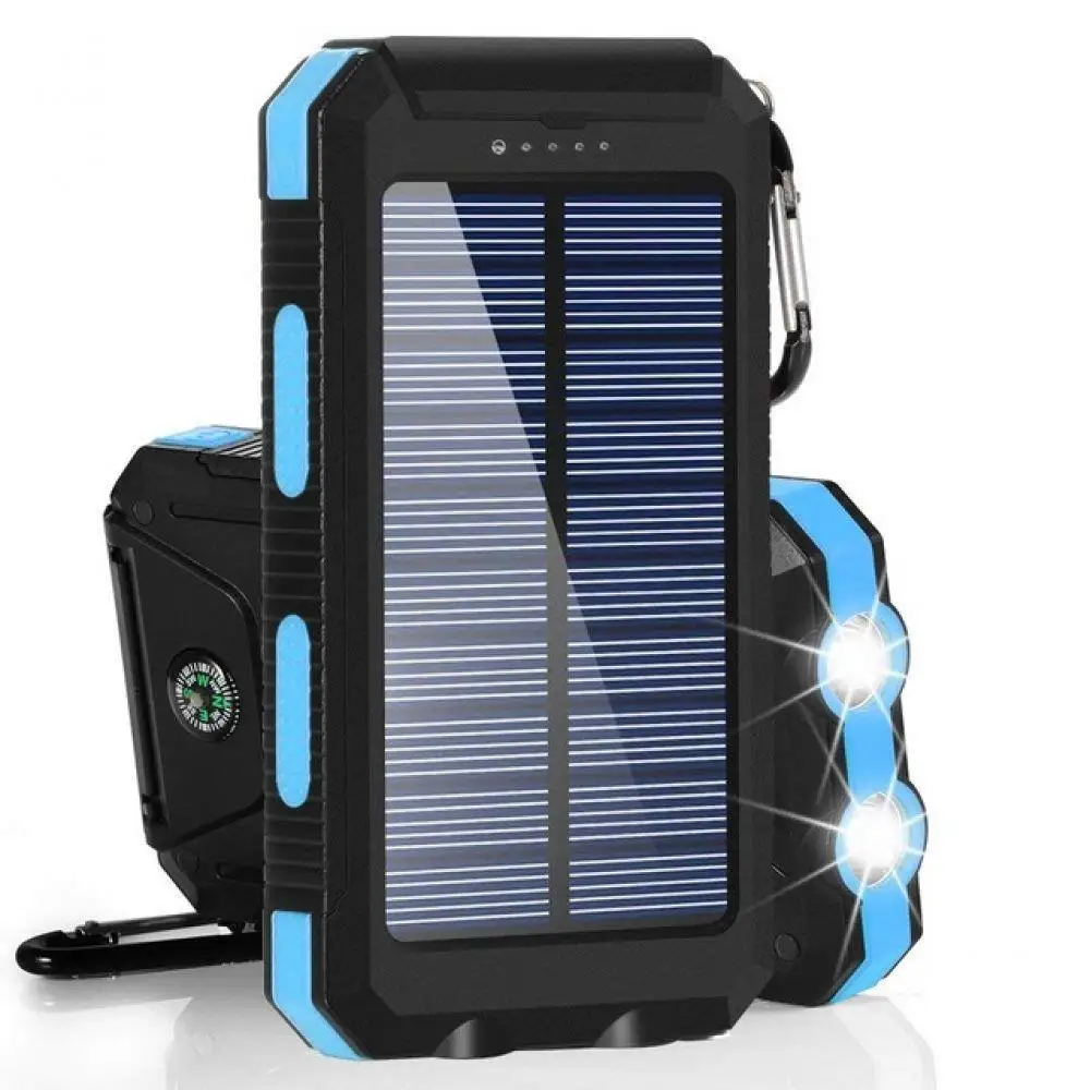 80000mAh Portable Solar Power Bank with Dual USB LED Light Fast Charging Waterproof Powerbank with SOS Flashlight Poverbank