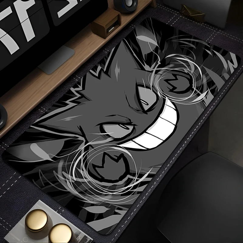 Black gray Mouse Pad Gaming P-Pokemon Gengar Popular Anime Mousepad Gamer Completo Computer Keyboard Pad Carpet Desk Mat Varmilo
