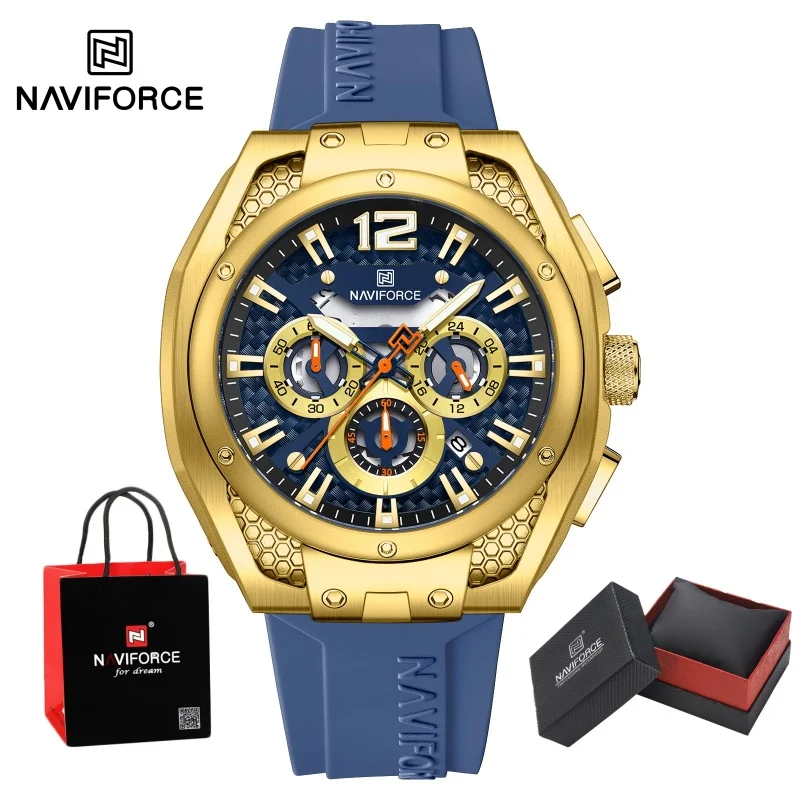 

Package Gifts New NAVIFORCE Fashion Sports Watch Men Quartz Waterproof Watches Genuine Silicone Belt Luxury Brand Multifunction