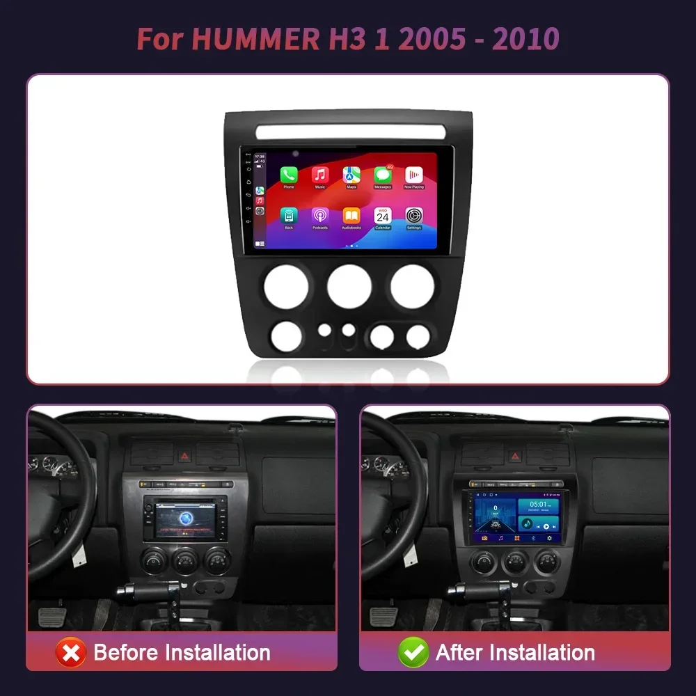 Car Radio Multimedia Video Player Navigation Wireless For HUMMER H3 1 2005 - 2010 Android 14 Universal GPS