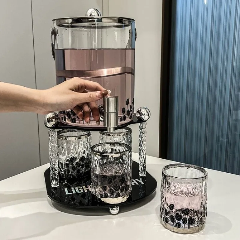 Large Capacity Cold Kettle Household Kitchen Juice Beer Tea Kettle Modern Minimalist Luxury Creative Transparent Glass Cups