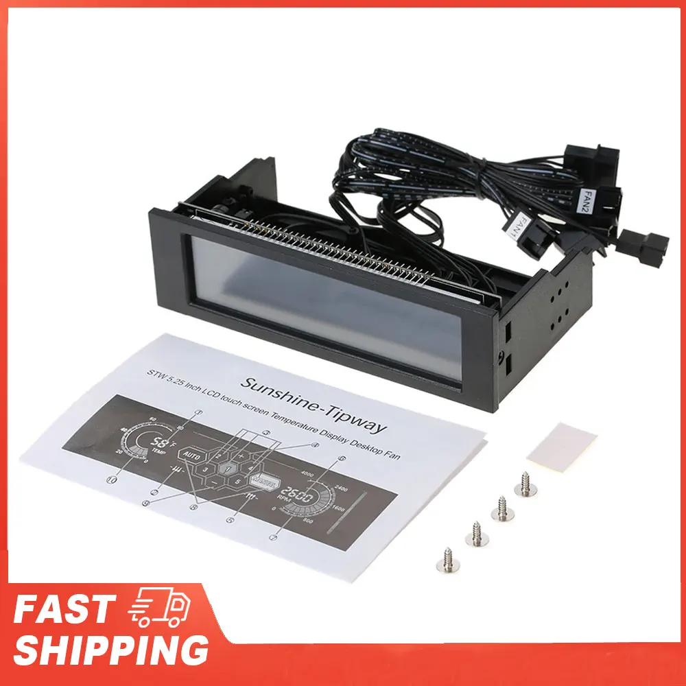 5.25inch Fan Controller Touchscreen Support 5 Channel Automatic Manual Control Temperature Monitor Fan Speed Display Fan Control
