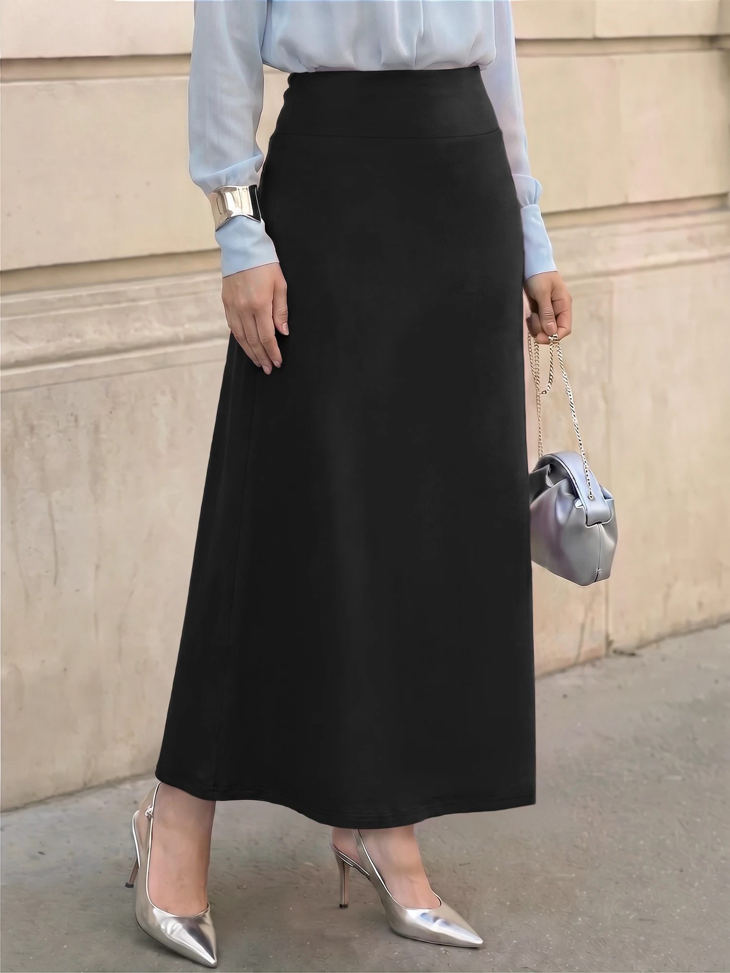 Season Switch Flowy Mid-Calf Skirt, Soft Smooth Surface, Spring Outings & Autumn Weekend Escapes