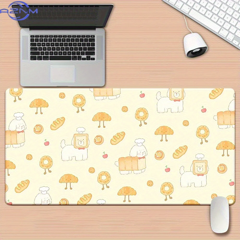 1pc Minimalist Bread Print HD Desk Mat, Multifunctional XXL Mouse Pad for Keyboard and Gaming – Perfect Office Computer PC Gamer