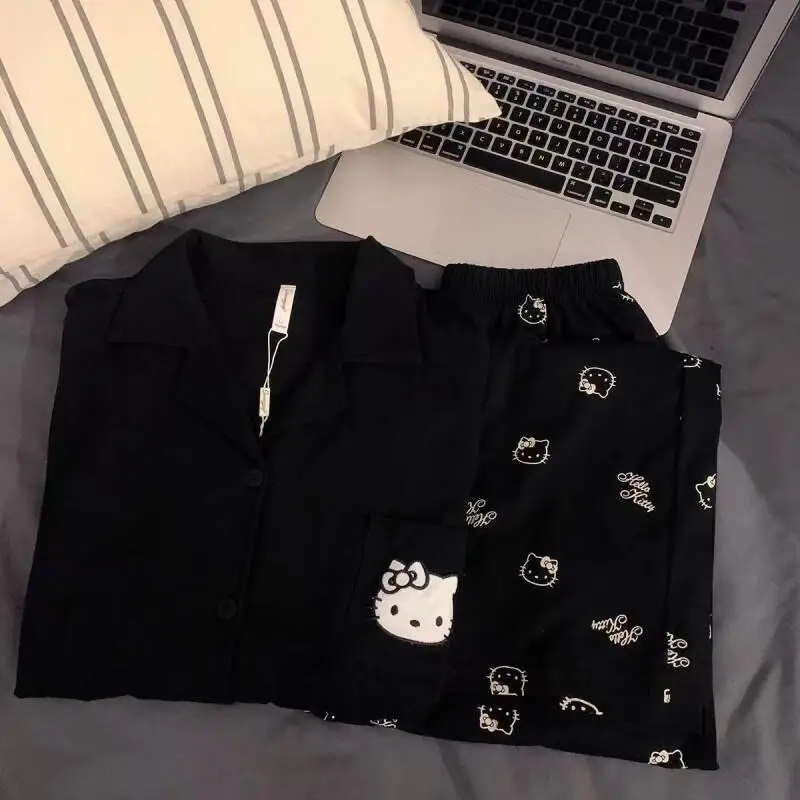 

Sanrio Hello Kitty Pajamas Set Cotton Women Spring Autumn Casual Ins Outdoor Sweet Cartoon Long Sleeve Long Pants Sleepwear Set
