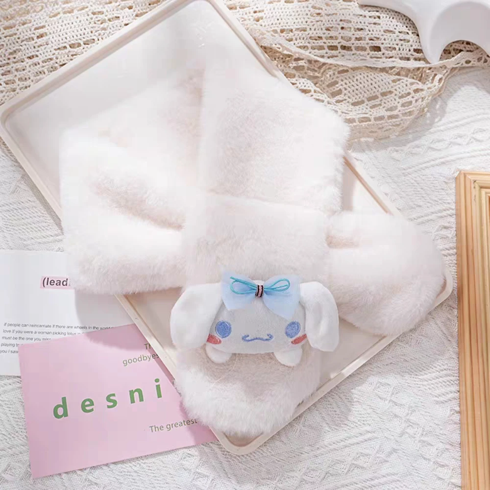 سانريو ميلودي كورومي شالات قطيفة كارتون سينامورول بومبوبورين Kawaii طالب وشاح ناعم دافئ وسميك فتاة هدايا عيد الميلاد