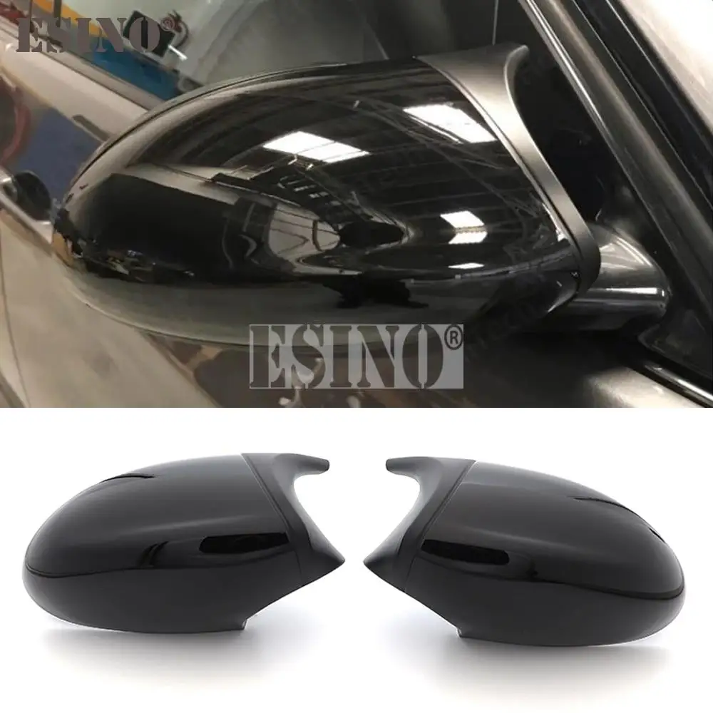 

2 x ABS Bright Black Oxhorn Shape Rearview Side Mirror Replacement Covers Cases For BMW E87 E81 E82 E90 E91 E92 Before Facelift