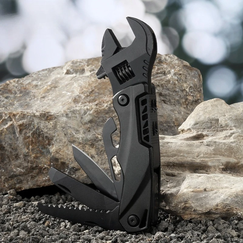 

Outdoor camping multi-function wrench pliers, multi-purpose movable wrench folding knife saw EDC wrench combination tool
