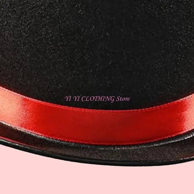 N5KF Magician Hat Top Hat Western Short-Brimmed Hat for Women Man Casual Wear Western Fedoras Man Women Unisex Wear