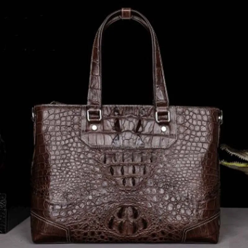 dongou Thailand  crocodile  Men's bags  new   crocodile bone skin  Genuine leather   large capacity  business  men handbag