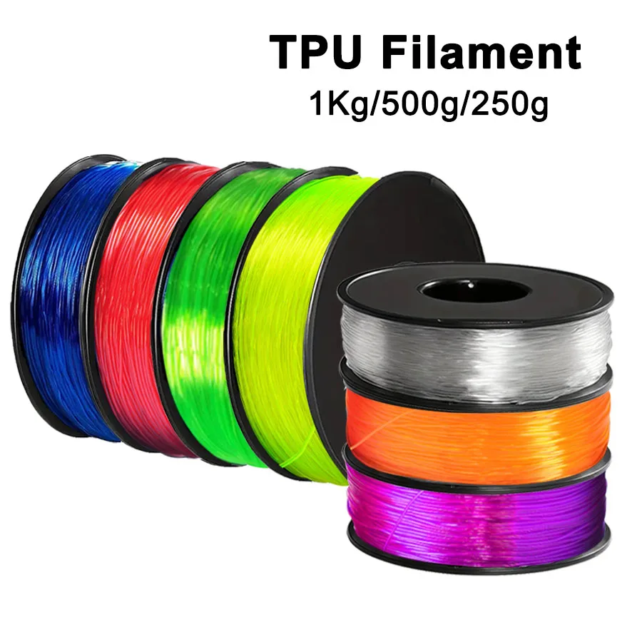 1.75mm TPU Flexible Filament Transparent Blue 1Kg 500g 250g 3D Printer Filament Printing Roll FlexMaterials tpu Transparent Red