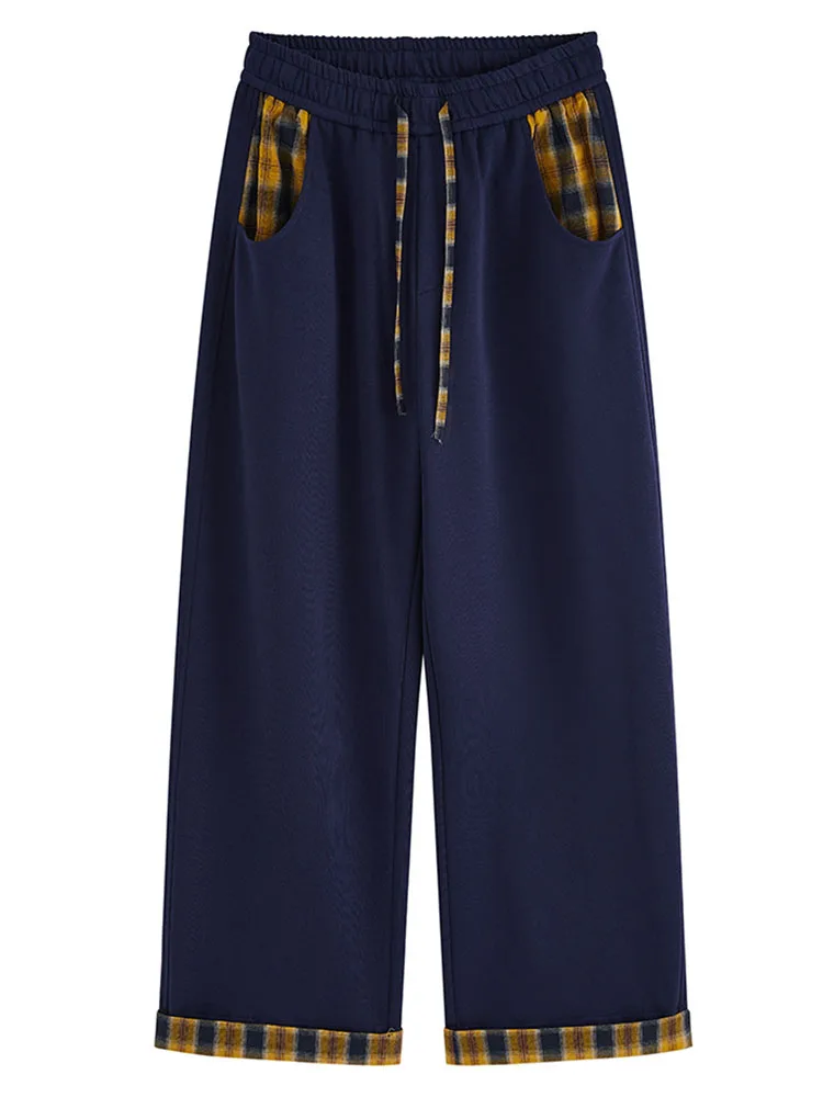 Damen-Jogginghose mit Kordelzug, kariert, Spleißen, Patchwork