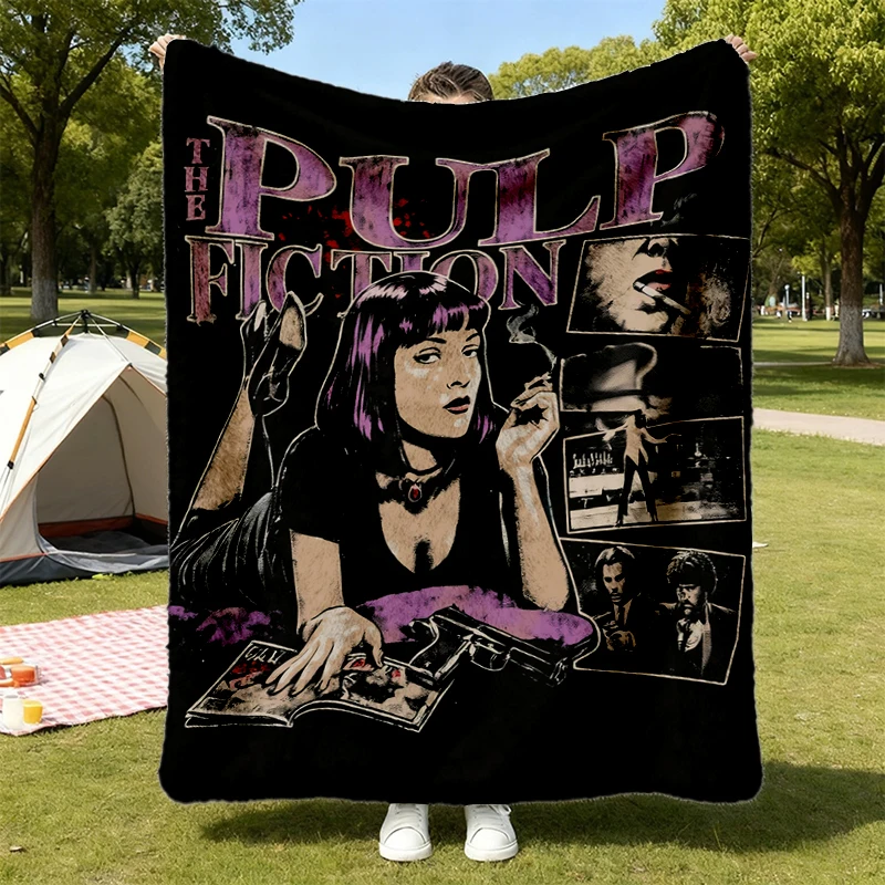 Pulp Fiction Mia Wallace Graphic Cozy Blanket Movie Poster Illustration