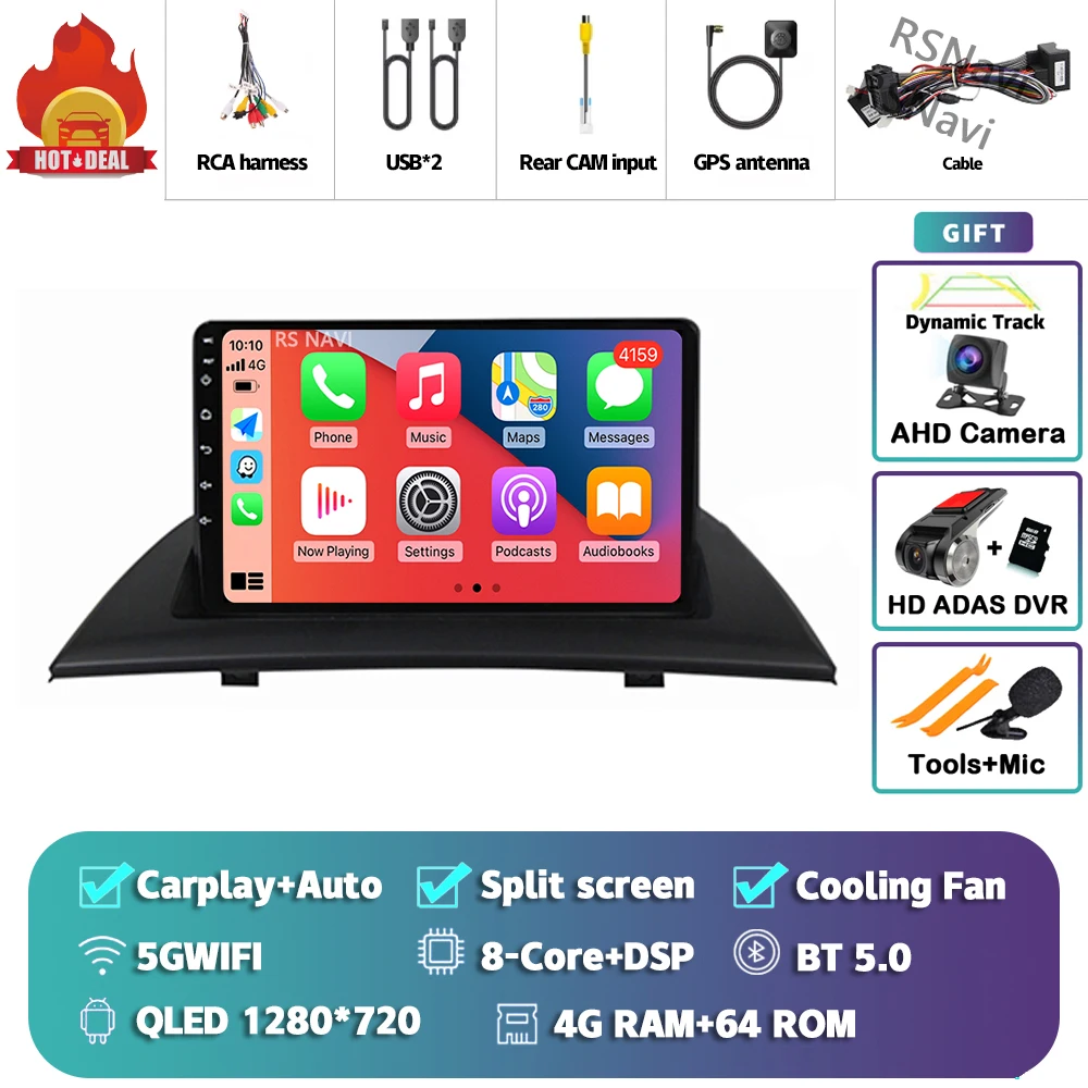 Android 15 Carplay Auto Voor BMW X3 E83 2004-2012 Autoradio GPS Speler Multimedia stereo 360 Camera navigatie Video AI Voice