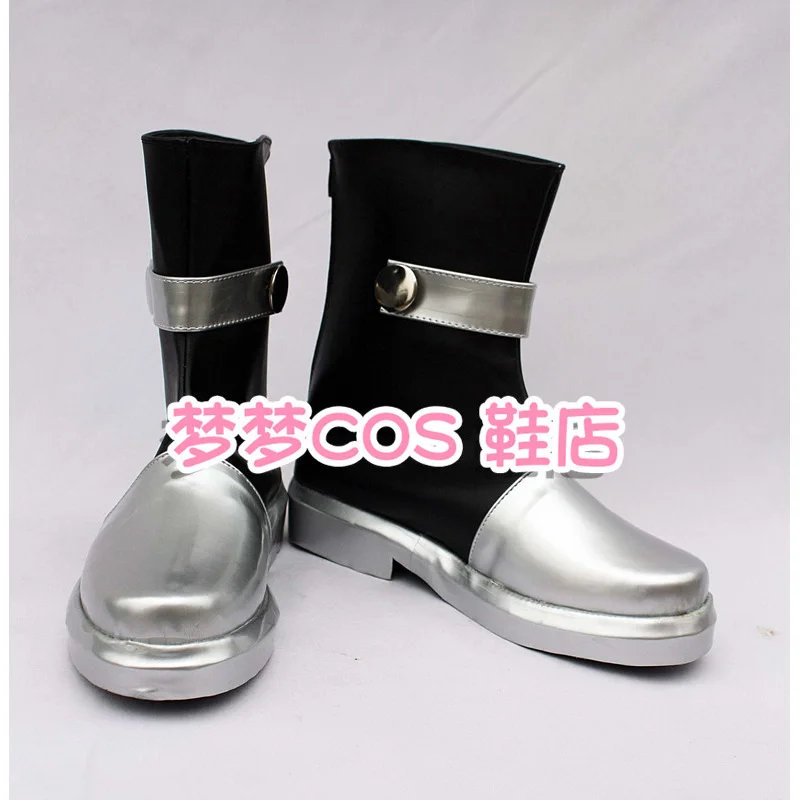 Anime Fate/stay night Archer Cosplay Shoes Black Silvery Short PU Leather Flat Sole Boots For Halloween Carnival