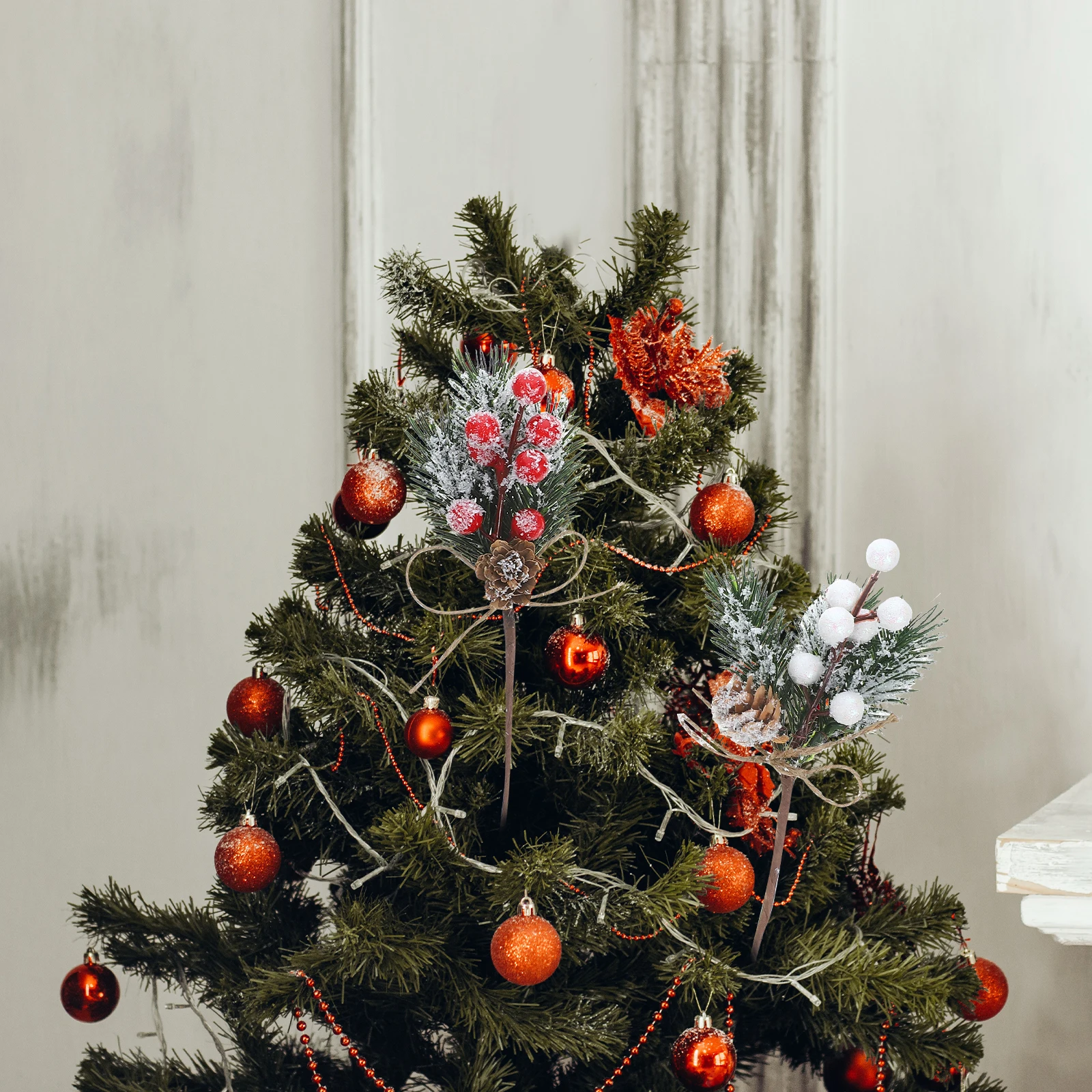

8 Pcs Christmas Tree Ornaments Pine Stem Decoration Artificial Branches Plastic Pick Cedar