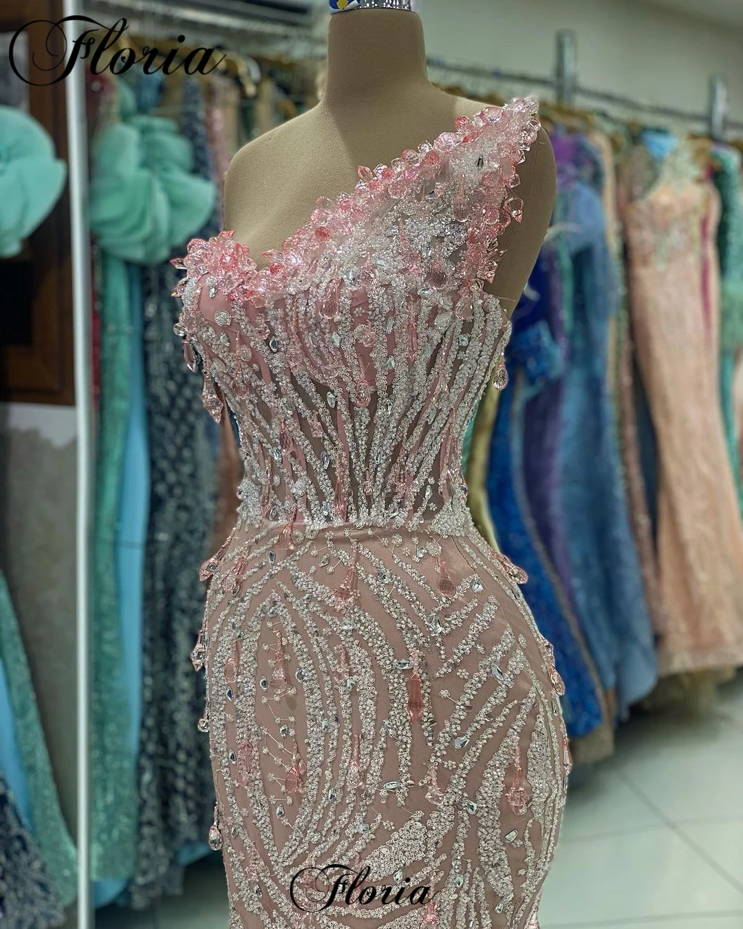 Pink Mermaid Sequined Prom Dresses For Women 2023 Sleeveless Elegant Cocktail Dresses With Crystals Vestidos De Noche Party Gown