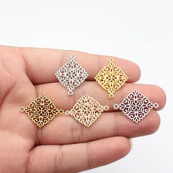 WYSIWYG 10pcs 5 Colors Square Flower Charm Connectors for Making Bracelet Handmade DIY Jewelry Accessories 28x22mm