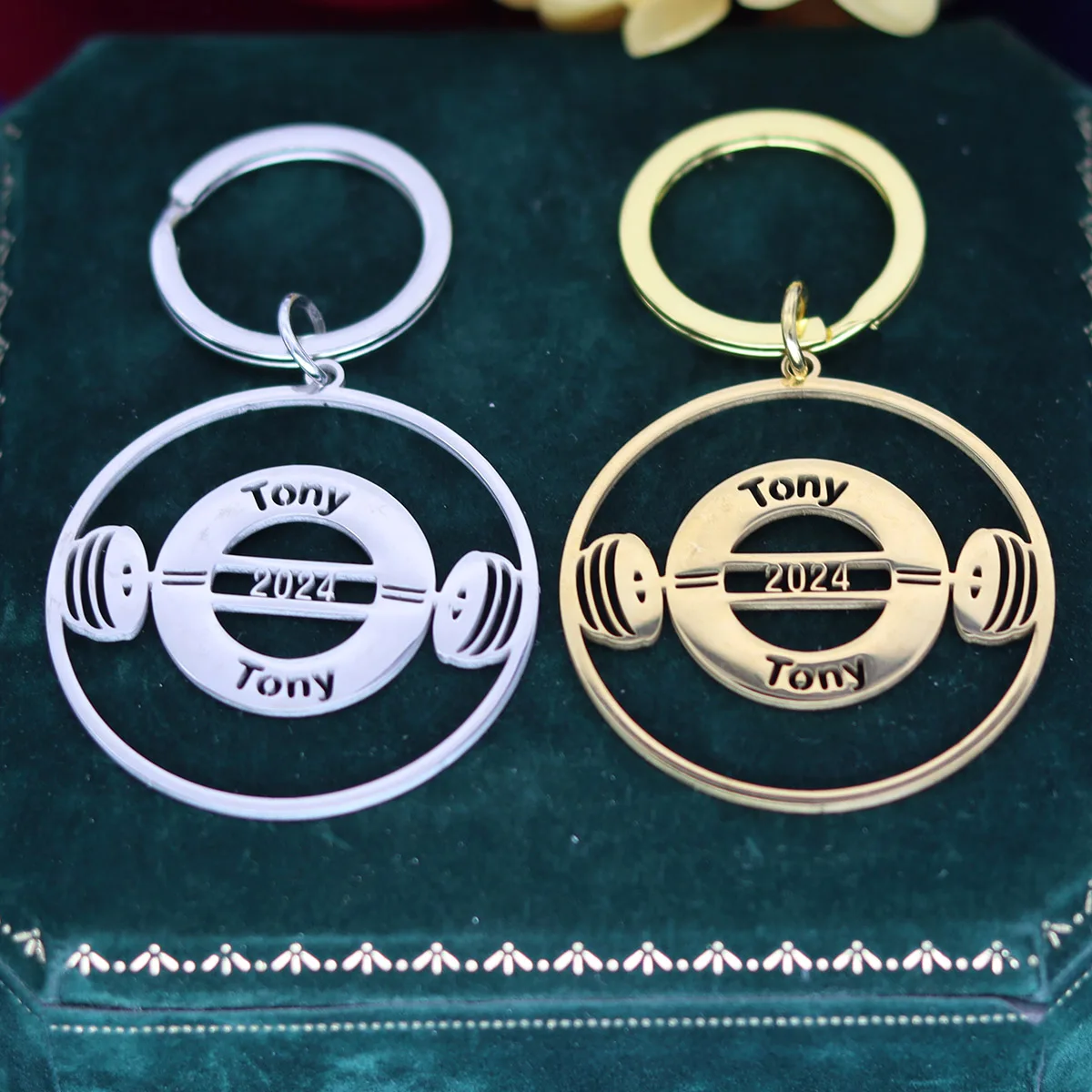 

Custom Name Weightlifting Keychain Personalized Stainless Steel Pendant Keychains For Women Men Keyring Customized Jewelry