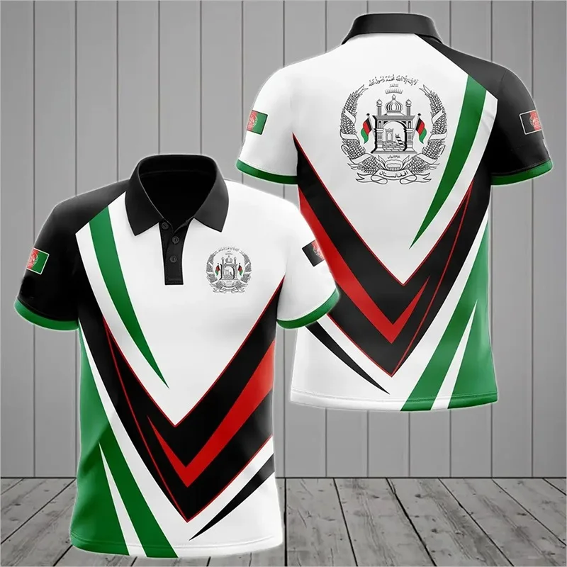 Afghanistan Flag National Emblem Graphic Polo Shirts For Men 3D Printed Casual Short Sleeve Plus Size T Shirt Streetwear