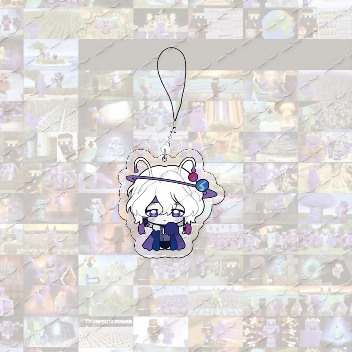 Chibi Mobile Phone Charms, Acrylic Pendant Key Ring