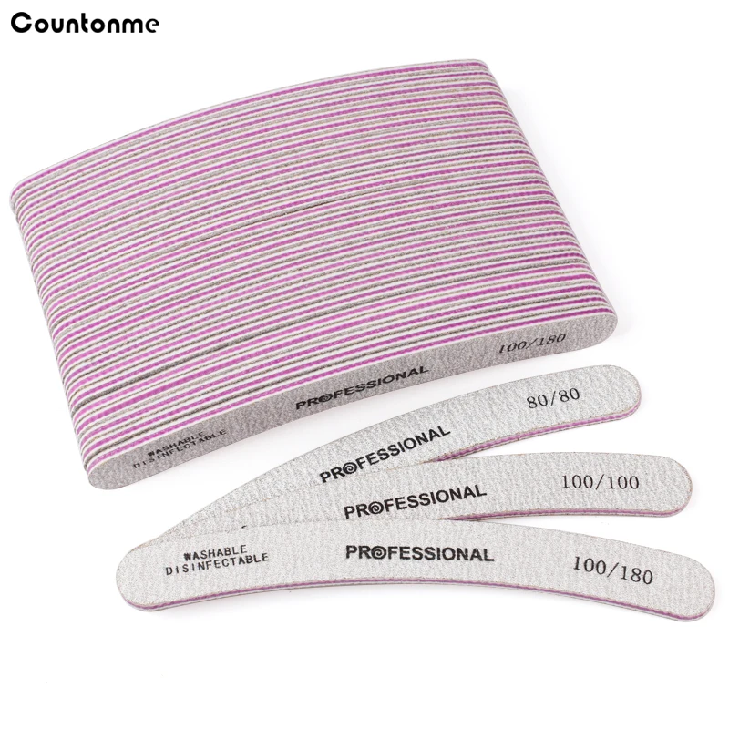 

20Pcs/Lot Nail Art Files 80/100/180 Grit Accessoires Gel Nail Polishing Buffer Curved Manicure Buffers Nail Care Tools