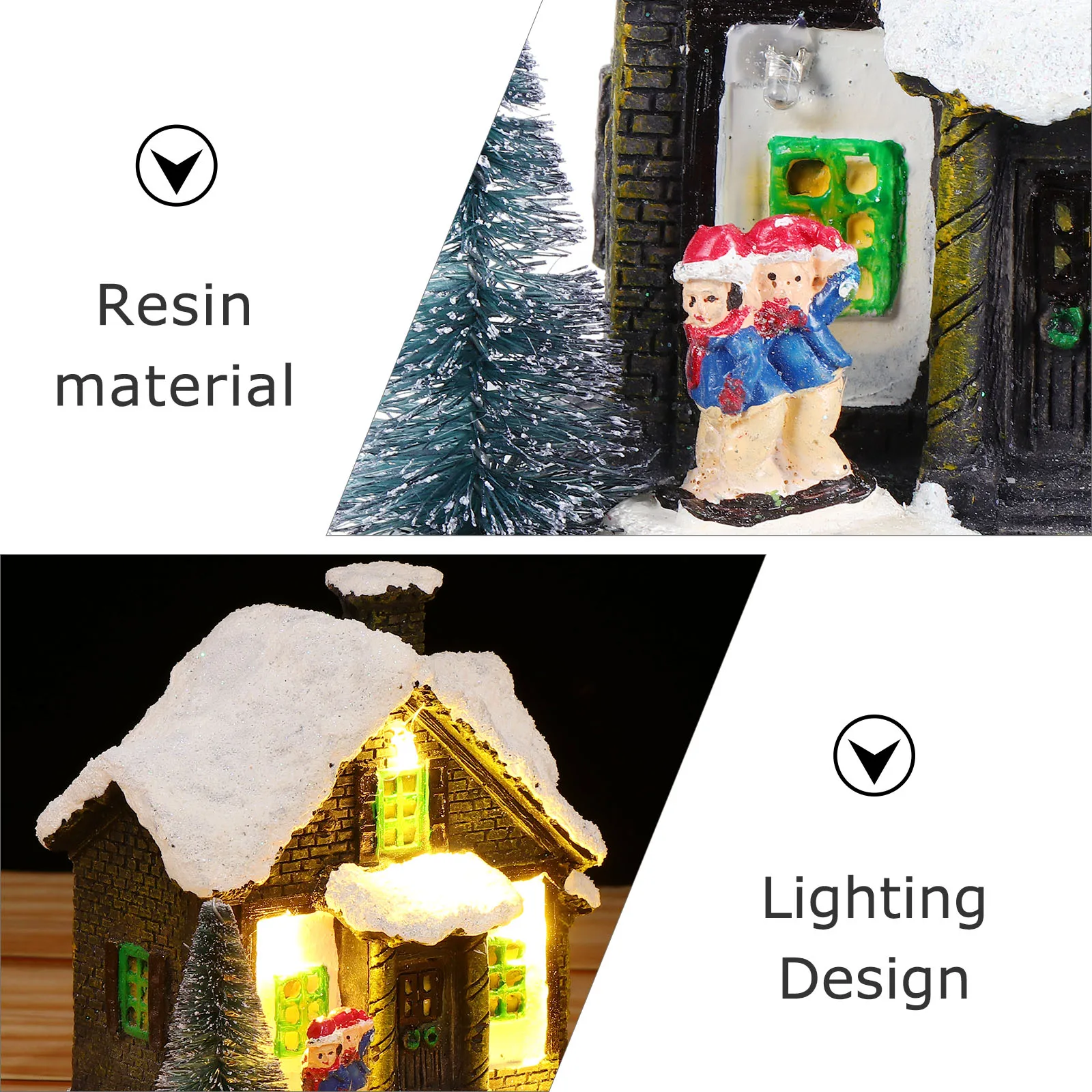 

Glowing Little House Christmas Decor Resin Craft Mini Xmas nament Holiday Home Store Restaurant Luminous Cartoon House Gift