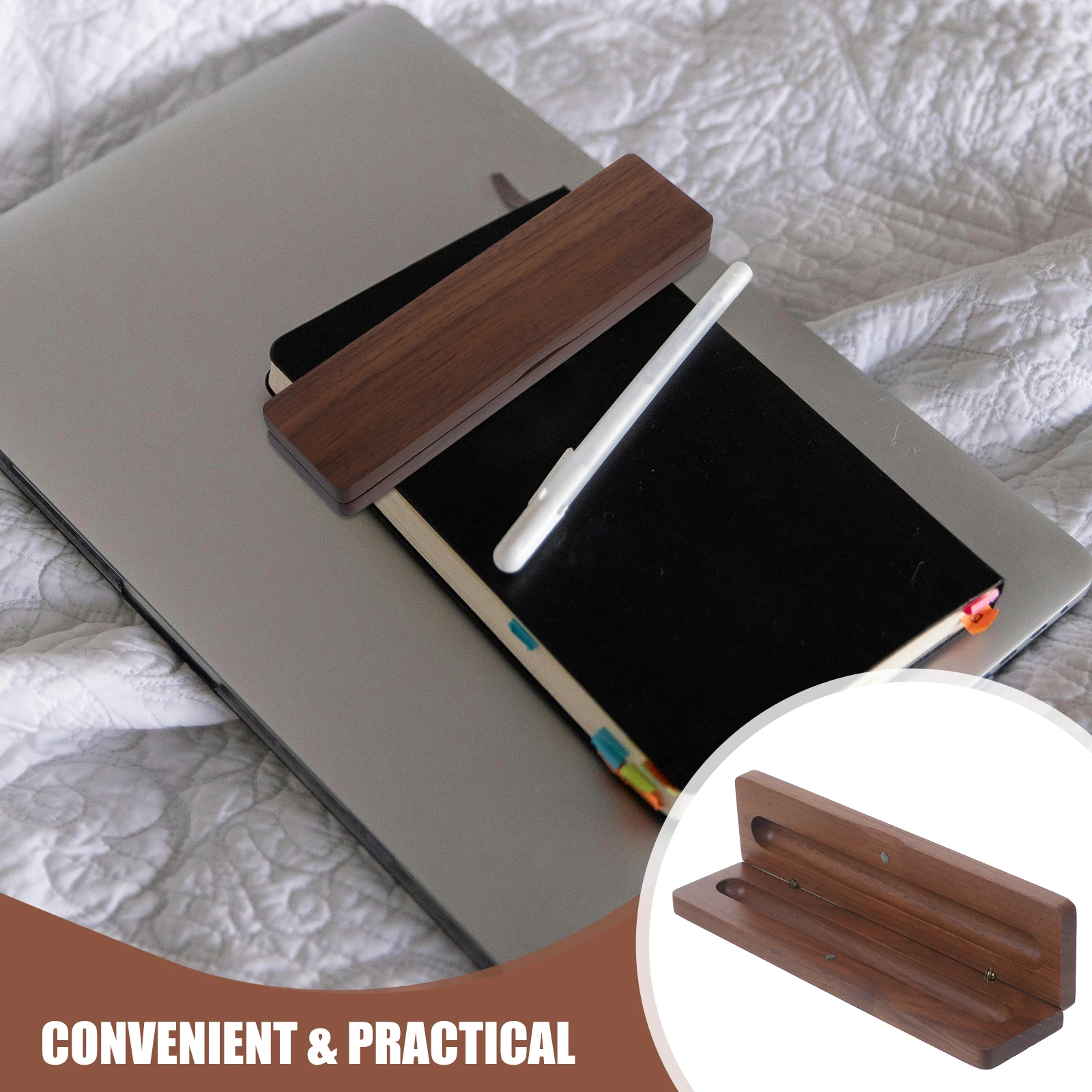 

Walnut Pen Box Black Storage ganizer Display Stand Single Slot Clamshell Vintage Wooden Pen Case Gift