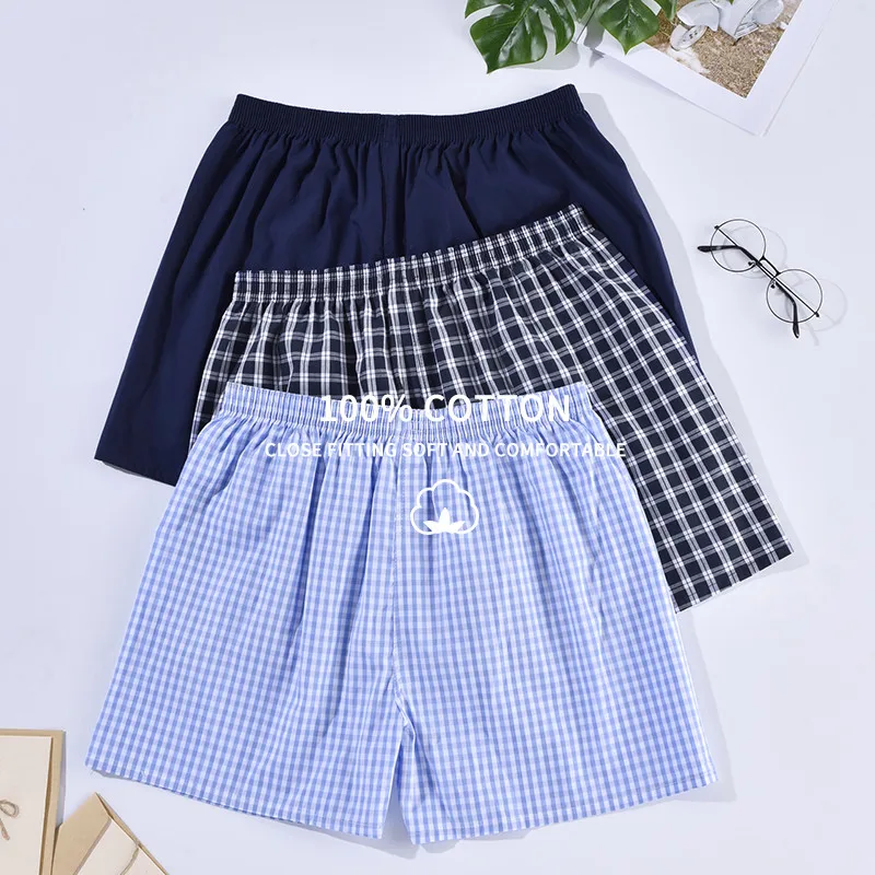 Men's Cotton Boxer Shorts Loose Striped Home Wear Shorts Comfortable Underwear Aro Pants Mens Panties Pajama Pants Sleep Panties