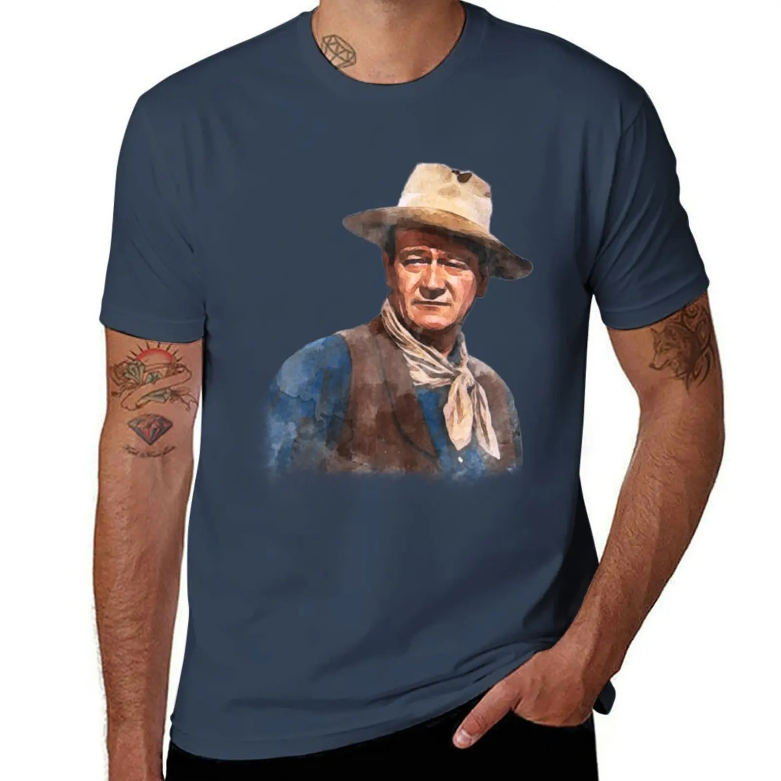 جون واين الفن الكلاسيكي تي شيرت رجل التي شيرت رجل تي شيرت جرافيك تي شيرت رجل عادي تي شيرت #1