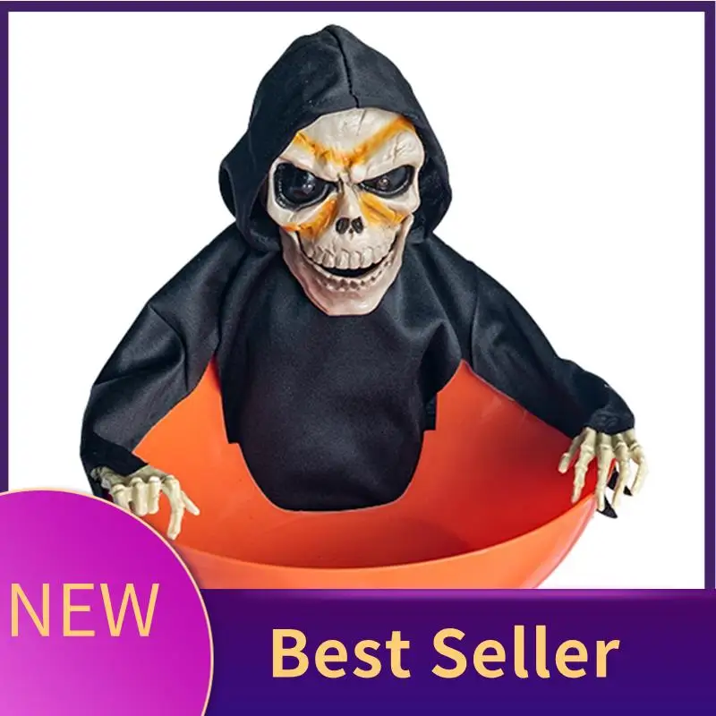 

ABLU-Halloween Candy Bowl Candy Dish With Motion Halloween Candy Bowl Ghost Fruit Bowls With Light Up Eyes And Creepy Sound