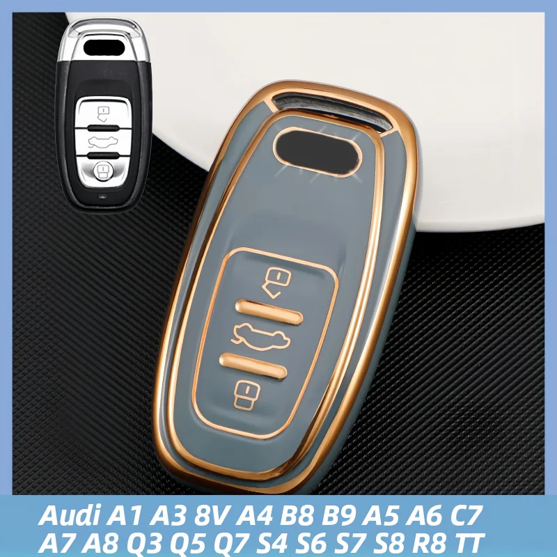 

Golden-edged TPU Car Remote Key Case Cover Shell For Audi A1 A3 8V A4 B8 B9 A5 A6 C7 A7 A8 Q3 Q5 Q7 S4 S6 S7S8 R8 TT Accessories
