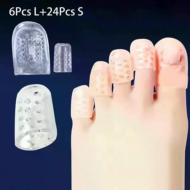 30 Pcs Silicone Toe Protectors Women High Heels Anti-Friction Dual Size Big & Little Toe Covers For Blisters And Pain Relieve