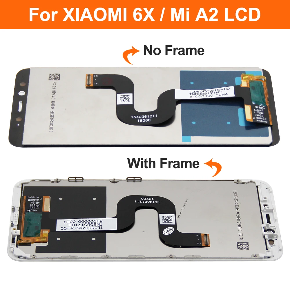 Pantalla de 5,99 pulgadas para Xiaomi Mi A2 LCD MONTAJE DE digitalizador con pantalla táctil piezas de reparación para XiaomiA2 MiA2 Mi 6X Mi6x