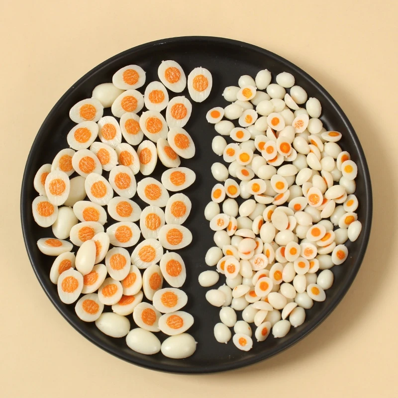 1.5cm/0.9cm Simulation Mini Boiled Egg DIY Game Model Handmade Clay Accessories Miniature Dollhouse Decorations 20pc/lot